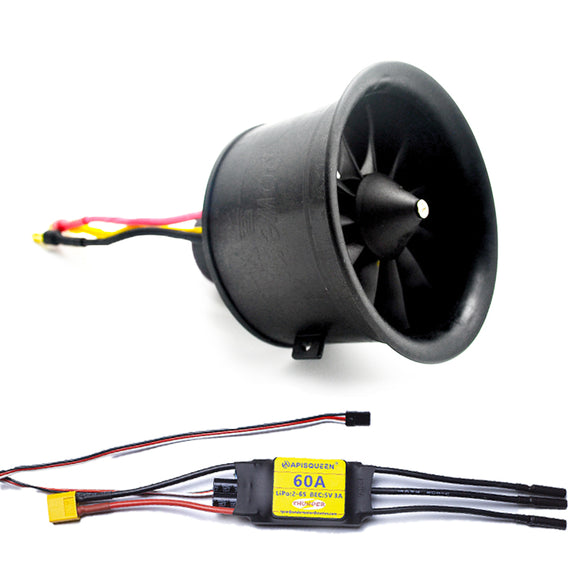 64 มม.EDF 3S/4S 3500KV สายพานลำเลียง 11 ใบมีดพัดลม Ducted สำหรับเครื่องบินเครื่องบิน/Jet เครื่องยนต์