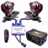 APISQUEEN: Zwei U92 Pro Unterwasserstrahlruder mit Fernbedienung und Akku. Der Außenrotormotor ist in einem Schutzgehäuse untergebracht und somit gegen Sand und Schlamm geschützt. Geeignet für Kajaks, Schlauchboote und Paddle-Boards.