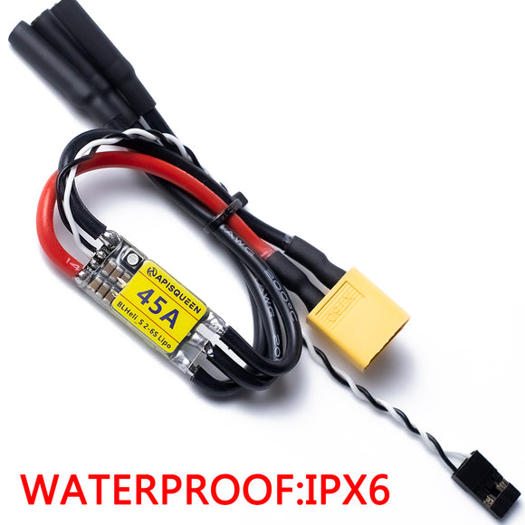 APISQUEEN 12-24V (3-6S LiPo) 45A דו-כיווני ESC שולט במנוע/פרופלור ללא מברשות לסובב קדימה או אחורה