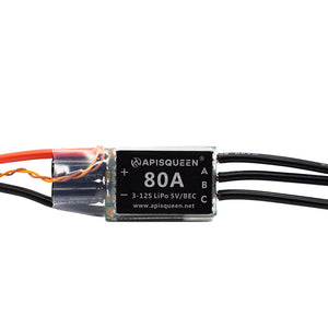 APISQUEEN högspänning 12-50,4V envägs / tvåvägskontroll 80A ESC, stöder USB-parameterjusteringskort, kan snabbt justera parametrar, används för borstlös motor / undervattenspropeller, etc.