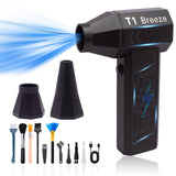 מאוורר טורבו מיני T1 105000 סל"ד מגנטי עם יציאת אוויר כפולה, נטען, אספן אבק נייד למנגל חיצוני, מקלדת
