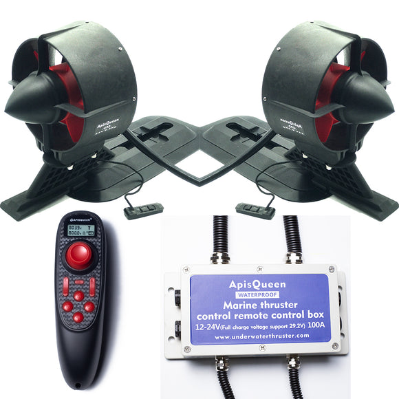 APISQUEEN 24V/12V dua perangkat pendorong bawah air yang menggunakan remote control untuk kayak, perahu karet, papan dayung, DLL.