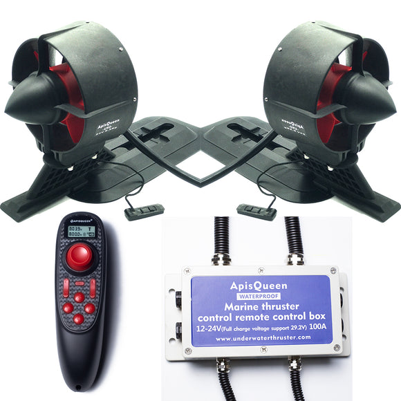 APISQUEEN 24V/12V TWO U92 SET UNDERWATER THRUSTER WITH  REMOTE CONTROL FOR KAYAKS, INFLATABLE BOATS, PADDLE BOARDS, ETC.