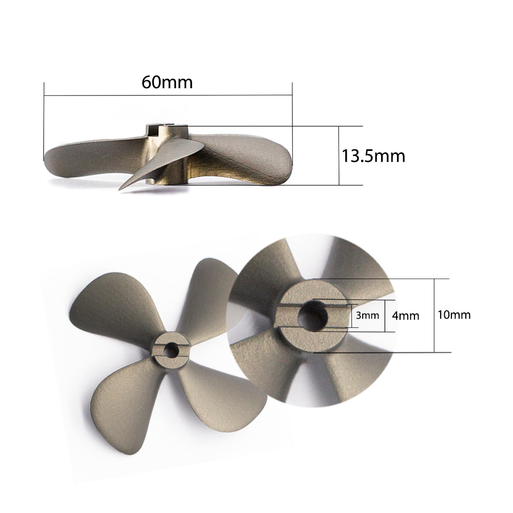 4 blades 60mm metal propeller CW CCW for underwater thruster ...