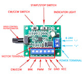 Placa de controle de velocidade do motor sem escova PWM DC8-24V regulador de velocidade do motor DC sem escova